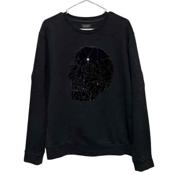 Zara Tops - Zara Women Black Sweatshirt Skull Long Sleeves Cotton Size Large